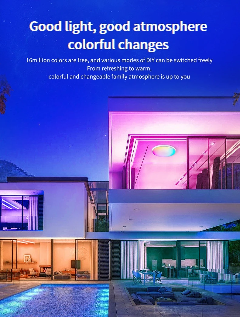 Smart WIFI LED Round Ceiling Light RGBCW Tuya APP Dimmable Compatible with Alexa Google Assistant for Bedroom image 6