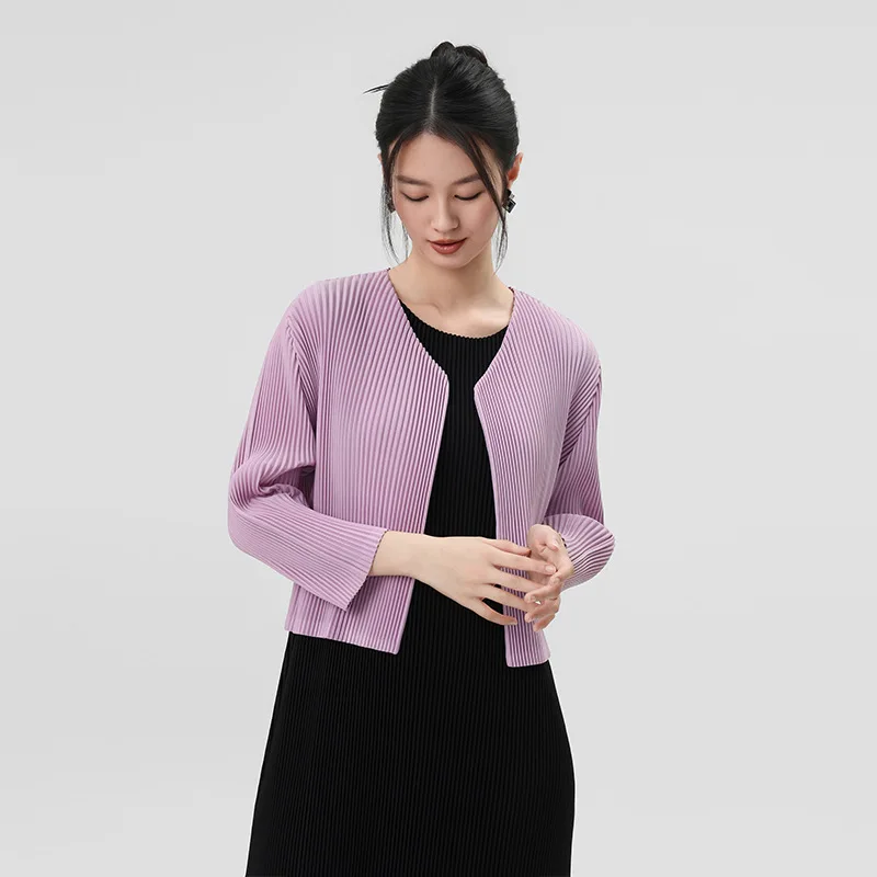 Miyake Pleated Coat for Women Spring and Autumn New Fashion Versatile Thin Textured High-End Cardigan Top