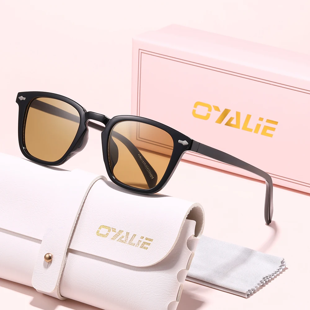 Oyalie レトロスクエア矯正サングラス、スクエアフレームフェイスフィルター、レトロ超クールワンピーススイッチ、カラフルなスタイル、爆発的な要素が付属、多くの機会に着用可能