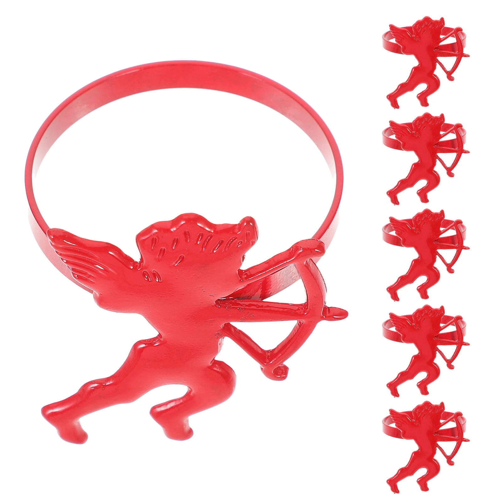 

6 Pcs Red Valentine Napkin Holders Elegant Metal Serviette Rings Table Decor Dinner Party Supplies Non Deform Practical