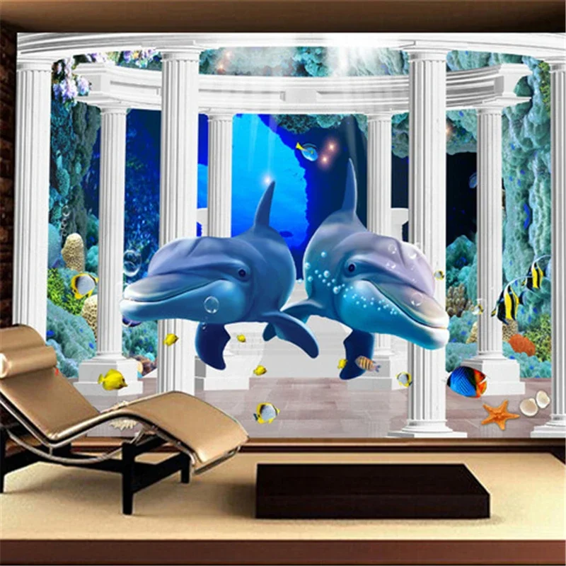 beibehang large-scale mural living green room children's room cartoon submarine Sea World Wallpapers papel de parede