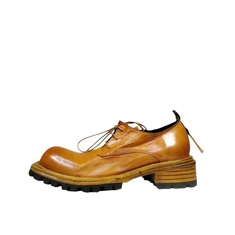 Goodyear- Low Top Casual Men's Dress Shoes Men's Leather Washed Old Leather Shoes Horse Leather