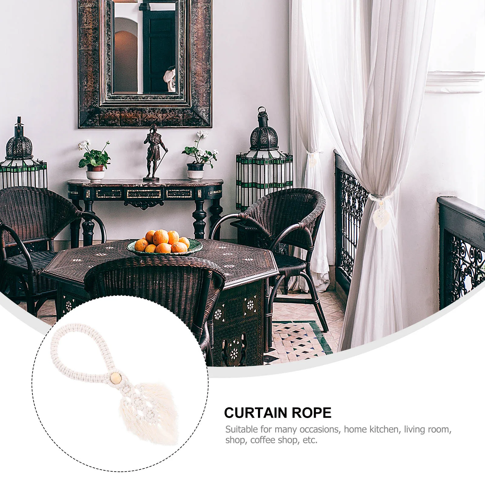 

Nordic Style Curtains Creative Accessory Window Tieback Tapestry White Buckle for Home Cotton Thread Bohemian Elegant Strap