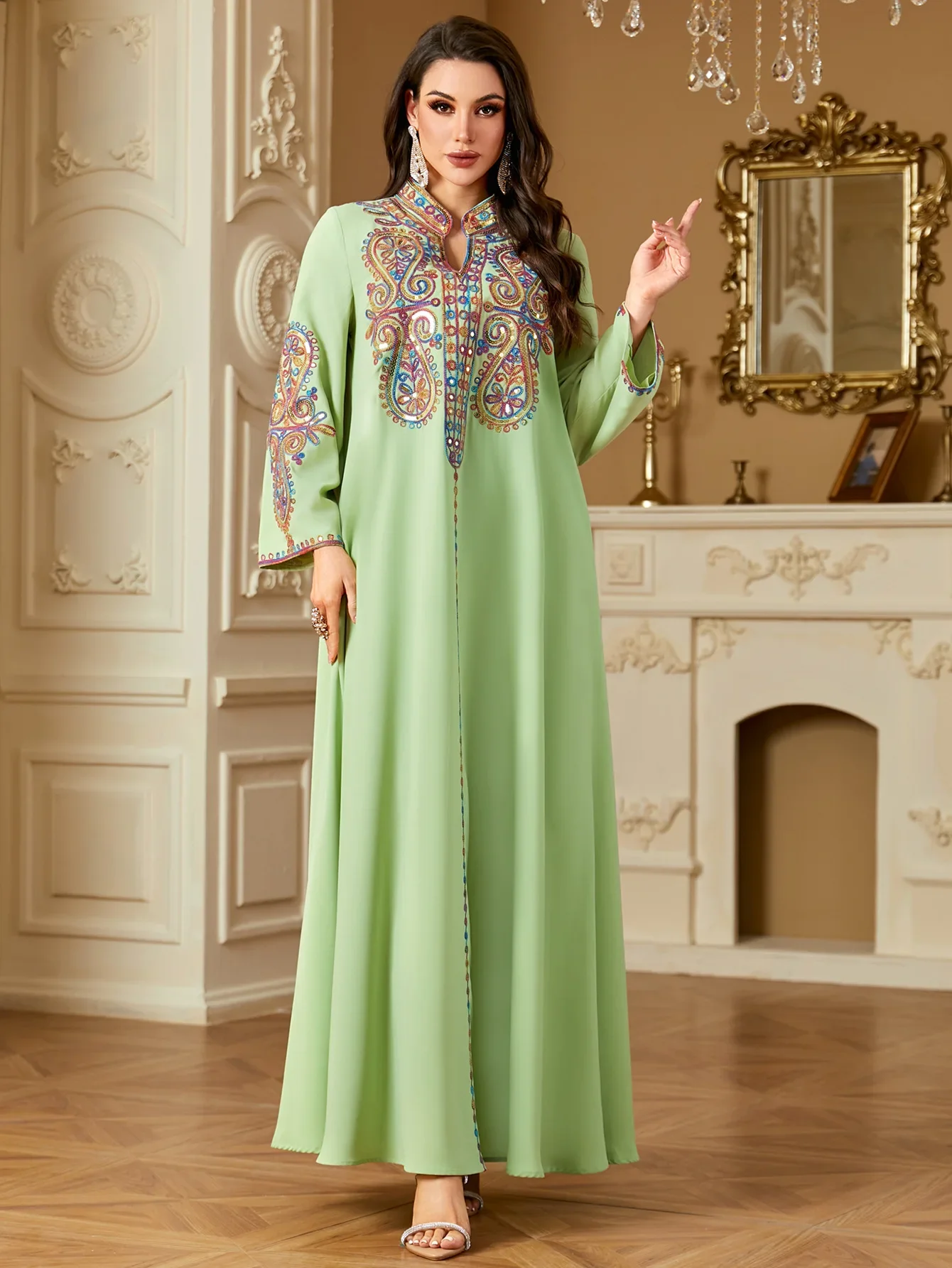 

Muslim Eid Dress for Women Embroidery Abaya Party Caftan Robe Jalabiya Ramadan Morocco Dubai Kaftan Islam 2025 Vestidos Largos