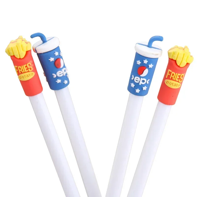 

50PCS Creative Cartoon French Fries Cola Cup Food Modeling Gel Pen Black Students Stationery Kawaii School Supplies B