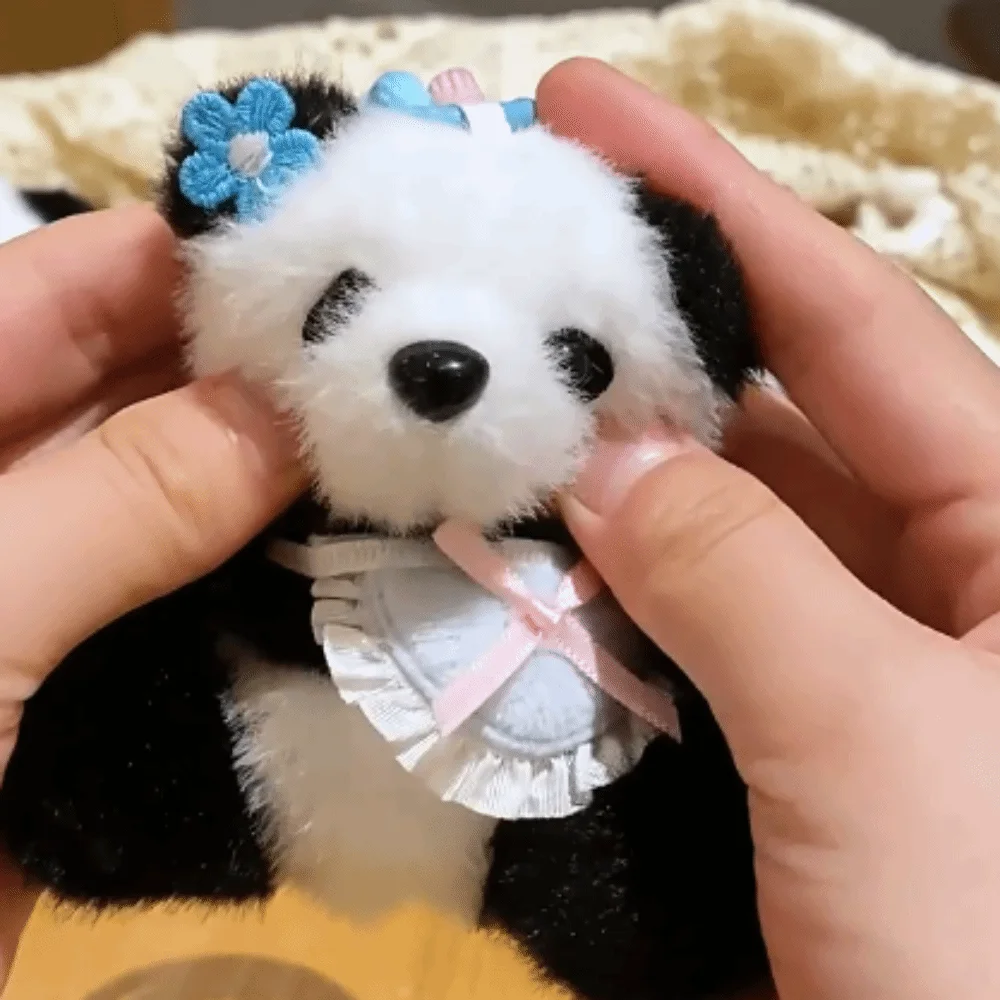 لطيف على ظهره الديكور القوس الدب حقيبة سلسلة مفاتيح قلادة محشوة الحيوان الباندا أفخم دمية Kawaii الكرتون أفخم حلقة رئيسية النساء الفتيات