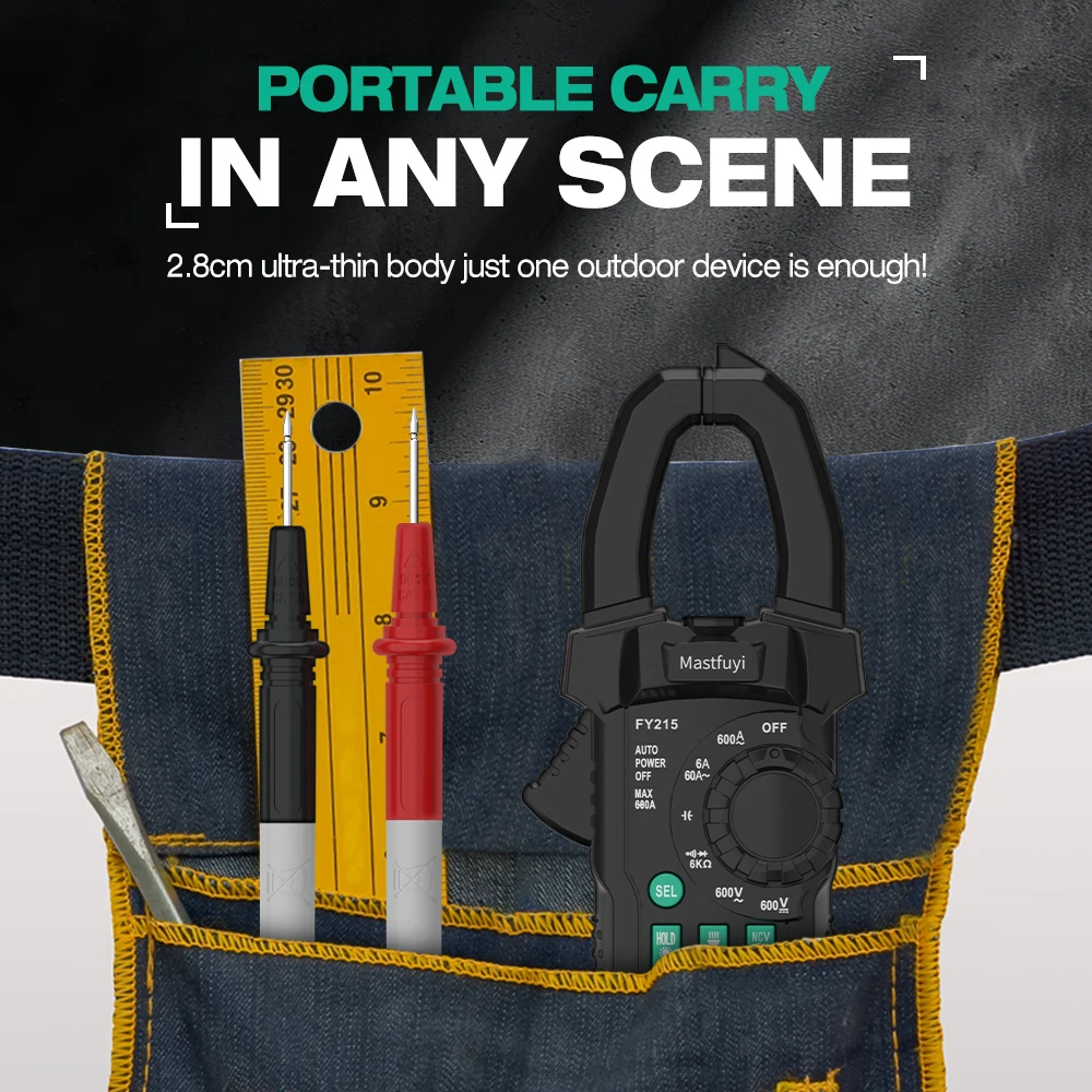 MASTFUYI penjepit Meter Digital, Multimeter rentang otomatis RMS presisi tinggi AC/DC arus voltase Inrush tes suhu arus