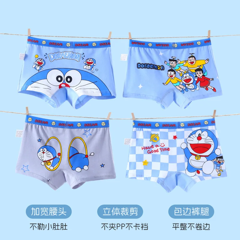 Doraemon underwear creative high-value animation cartoon printing student cotton sweat-absorbent breathable boxer shorts 4 Pack view 4