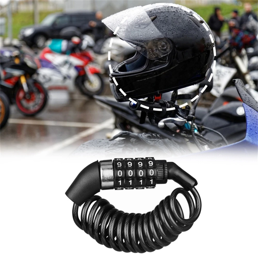 

​Durable Helmet Lock Chain 4 Digit Password Combination Portable Bike Motorcycle Anti-theft Cable Lockstitch