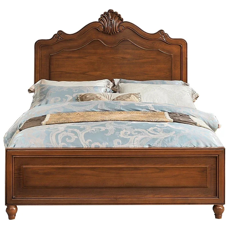 All solid wood bed 1.5 meters European bed master bedroom wedding bed double