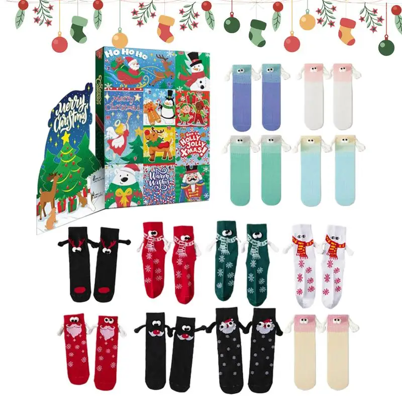 

Christmas Sock Advent Calendar 2024 Christmas Sock Bulk Unisex Women Funny Novelty Crew Holiday Socks 12 Days Countdown Box Gift