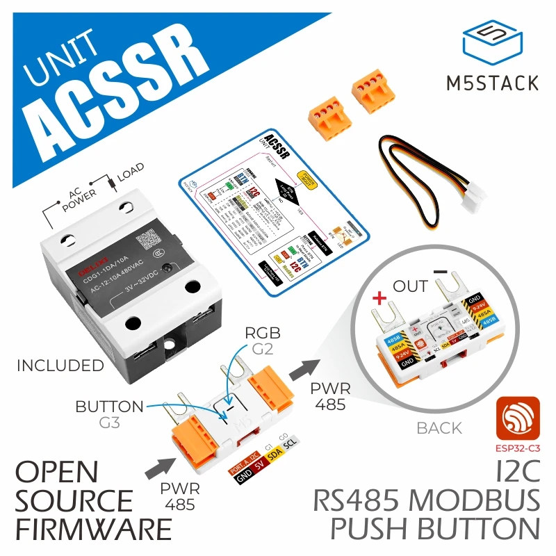 Unidad monofásica de CA SSR oficial M5Stack (CDG1-1DA-10A)