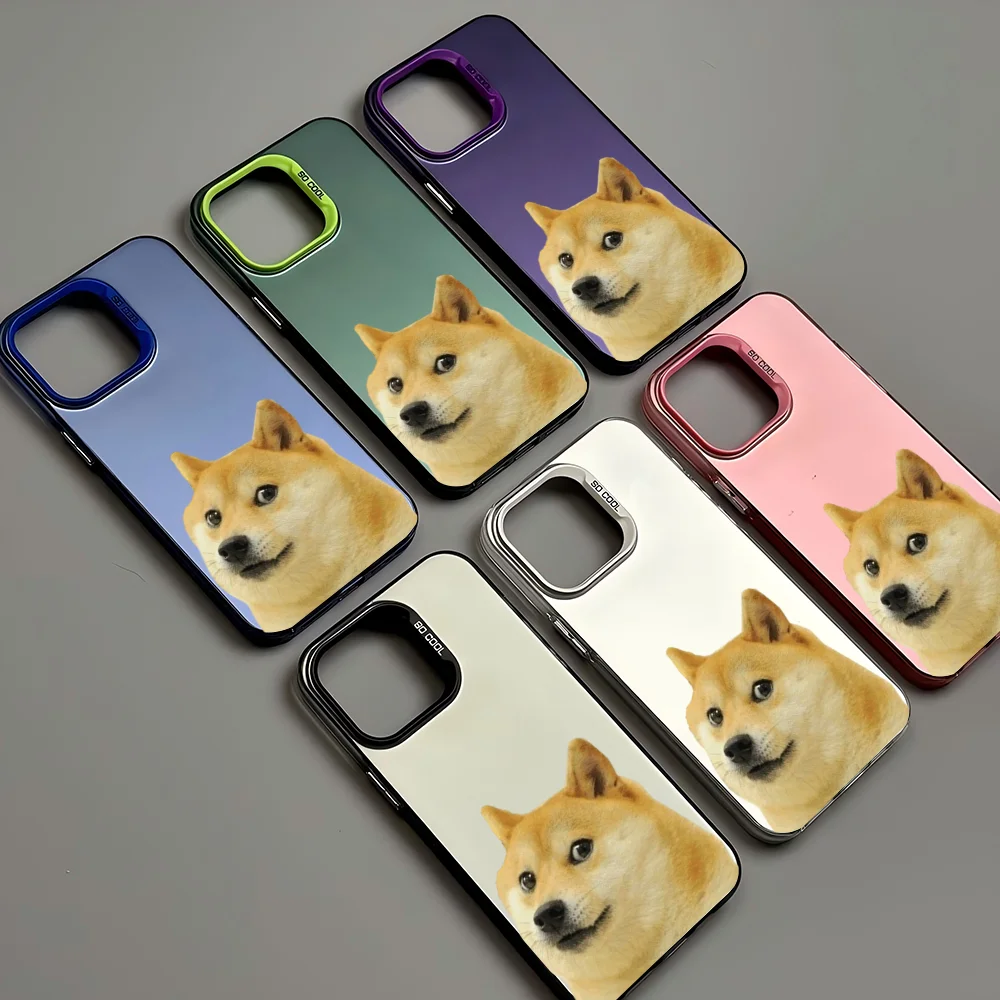 Doge Meme Kabosu Cute Funny Phone Case IMD Color Silver Shell For IPhone 16 15 14 13 12 11 X XR Pro Max Plus