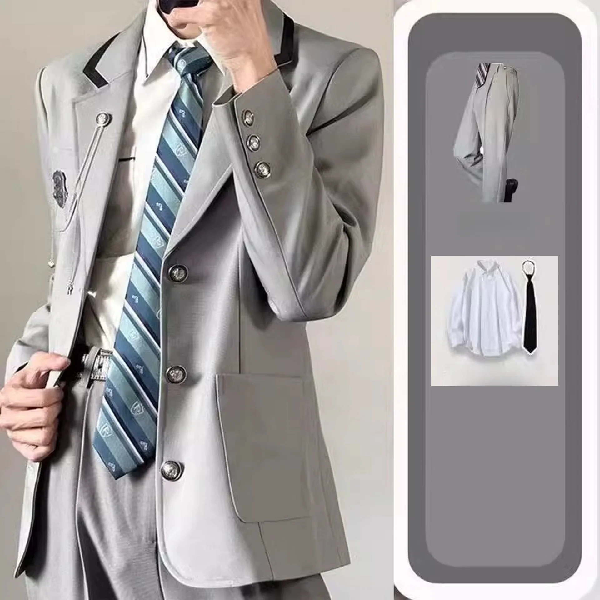 Gray suit [suit + shirt + trousers]