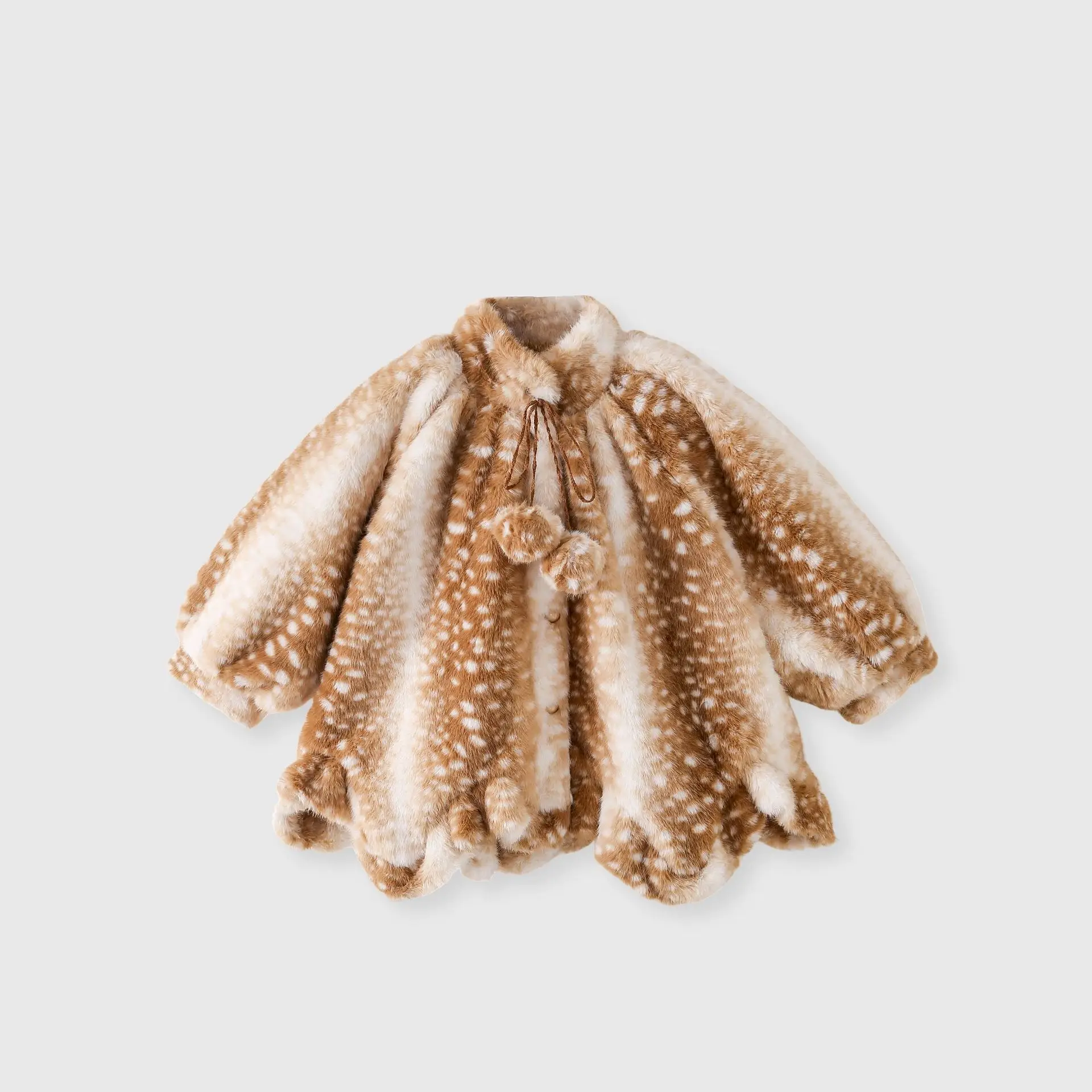 

Зимняя детская пушистая куртка для девочек, флисовая куртка с принтом оленя, детская верхняя одежда для девочек, стеганая водолазка с неровным подолом, меховое пальто для маленьких девочек