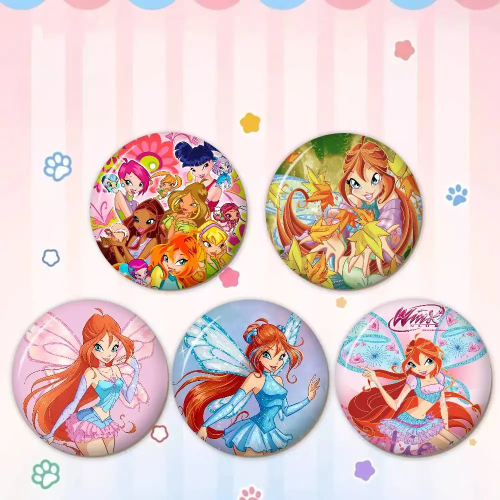Cartoon W-Winx Cute Club Soft Button Pin Bright Printed Icon Gift For Friends Badge Collar Brooch Lapel Pin Metal