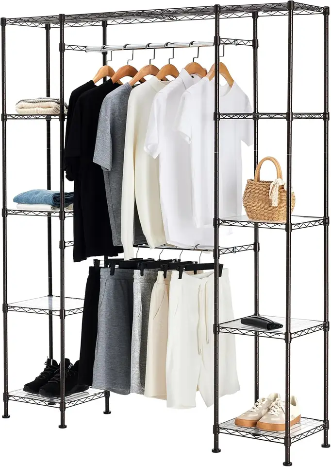 Expandable Metal Closet Organizer with Adjustable Shelves