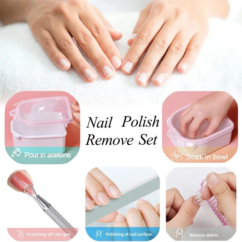 7pcs Nail Soaking Bowl UV Gel Polish Remover Kit Dip Powder Remover Tool Nail Soak Off Bowl Manicure Tools Nail Polish Remover