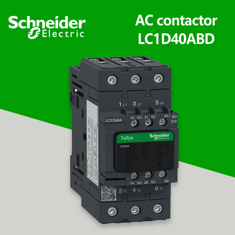 LC1D40ABD Three-pole contactor 3P 40A 24VDC one open and one close for AC load with power factor greater than or equal to 0.95