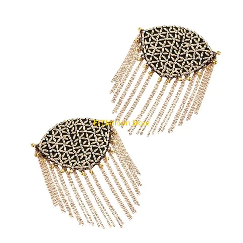 

Y5GC блестящий эполет с кисточками и бахромой, металлический значок на плечо для мужчин/женщин, подарок для костюмов, вечернее