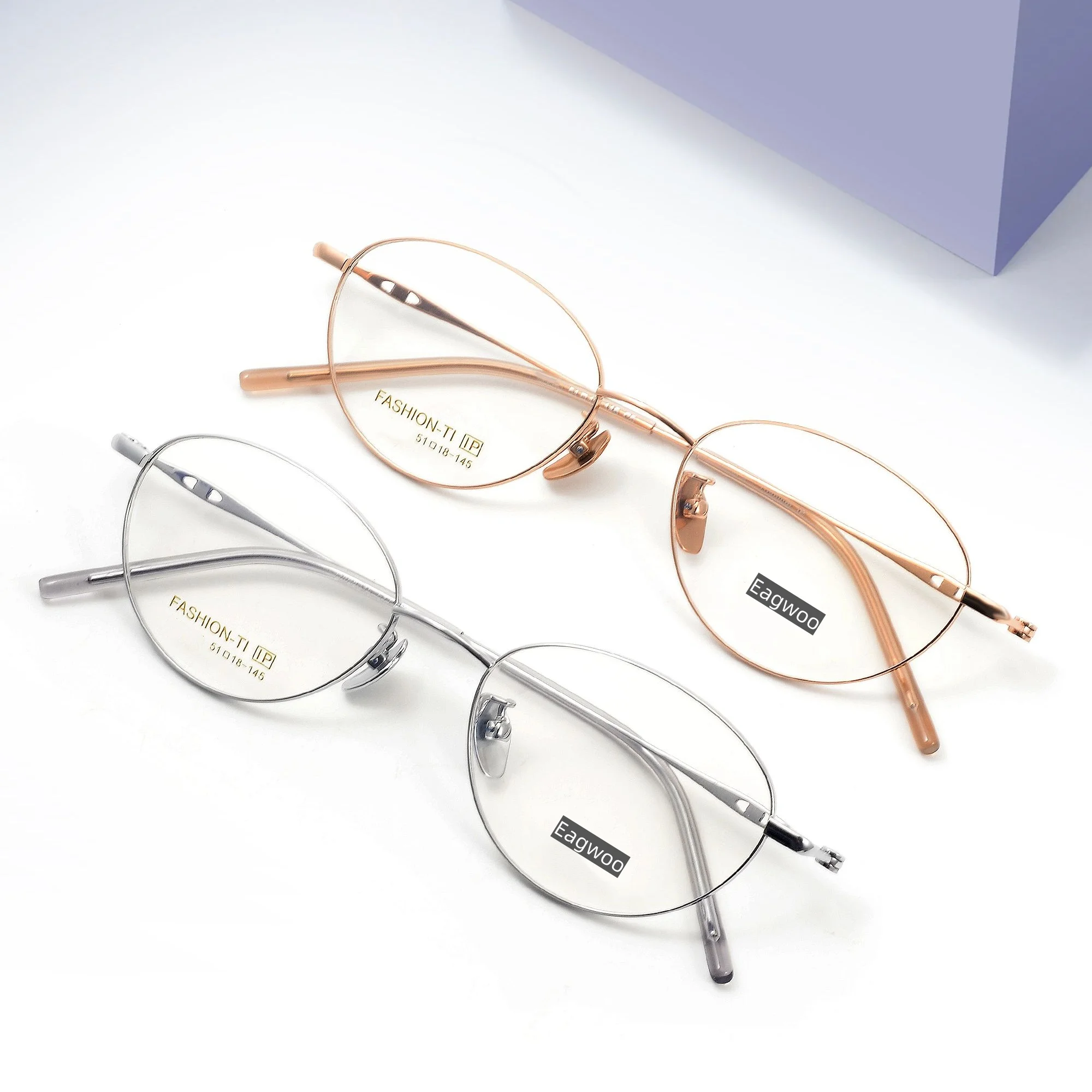 Women's Pure Titanium Full Rim Oval Eyeglasses Nerd Frame Optical Prescription Spectacle 51mm Wide for Geeks And Fashionistas