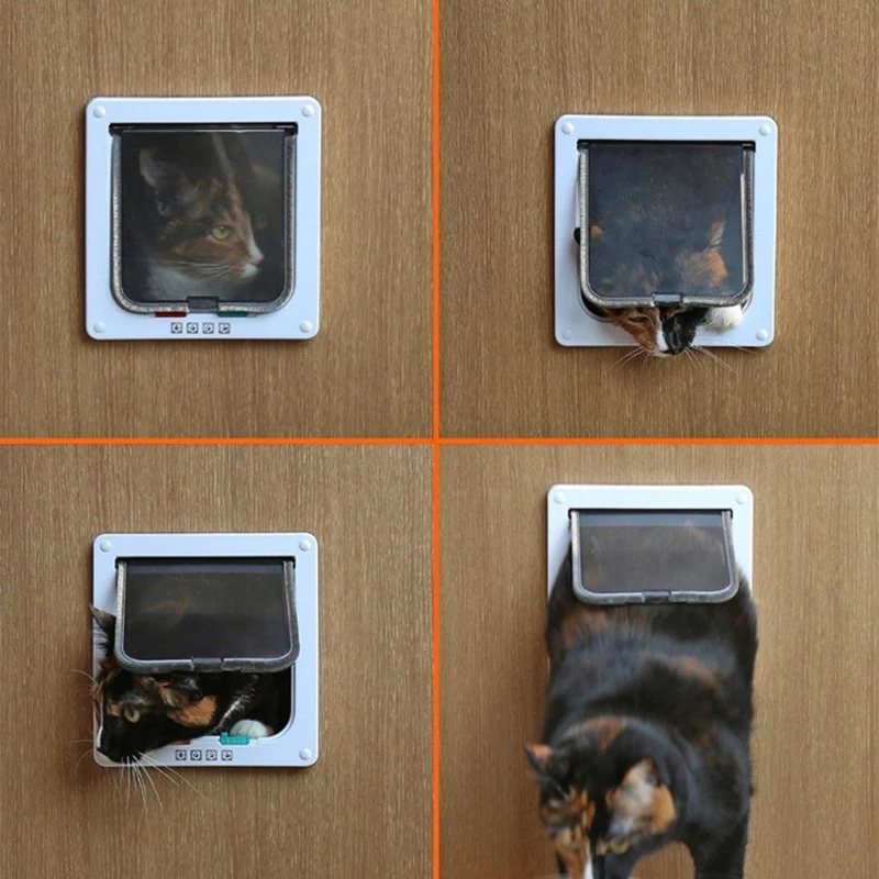 Imagem -04 - Abs Porta de Plástico Flap para Gatos e Cães Trava de Segurança Porta para Gatinho Entrada do Filhote Pequeno Pet Fornecimentos Pet Acessórios Suprimentos