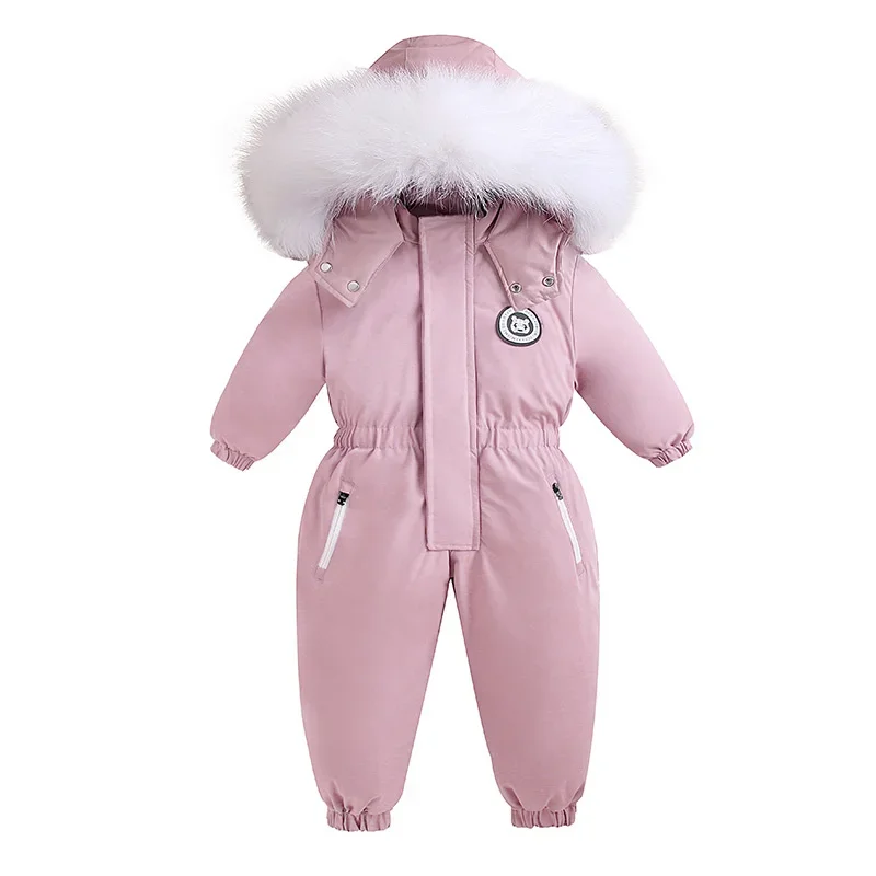 

-30 Winter Baby Clothes Thicken Warm Romper plus fleece Jumpsuit Snowsuits Girl Boy Hooded Jackets Ski Suits Kids Coat Outerwear