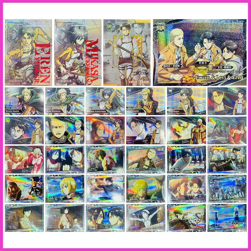 Anime Attack on Titan Rare SP GP SLR UR SR R Game Collectible Cards Eren Ackerman Levi Erwin Jean Toys for boys Birthday Present