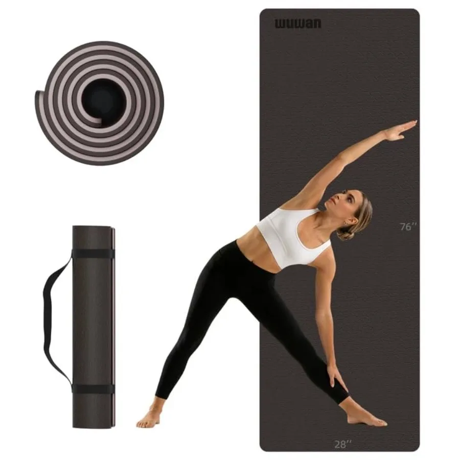 

Extra Long Yoga Mat for Tall Men and Women 10mm Thick 76x28in Non Slip TPE Exercise Mat with Carrying Strap Mat for Yoga Pilate
