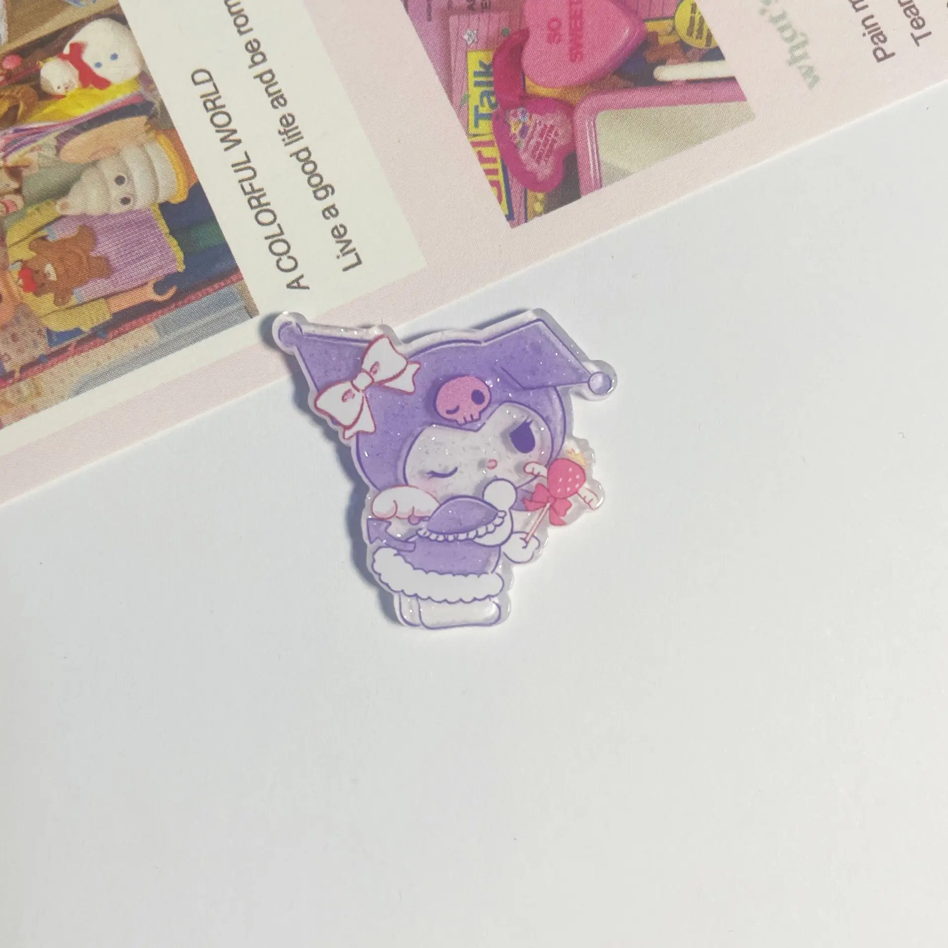 10Pcs New Acrylic Kawaii Cute Cartoon Girl\'s heart Anime Sticker Series Clip Book DIY Fashion Hairpin Decoration Crafts