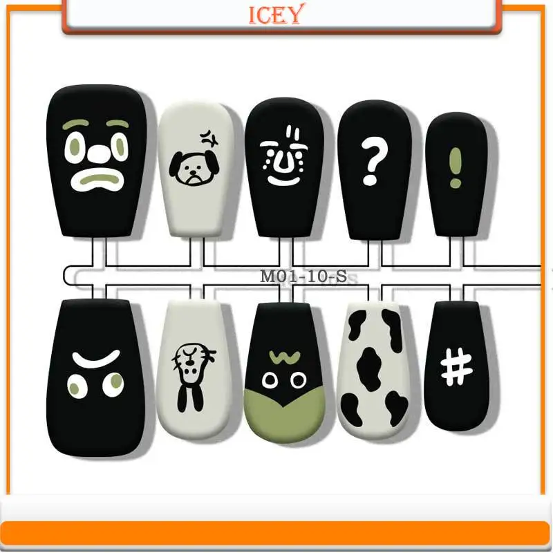 

Icey Beauty Press On Nails Black Big Mouth Monster Wearing Nail Products Cartoon Cute Pre made Nail Sized Piece