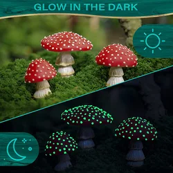 Mini Mushroom Garden Decoration Resin Mushroom Glow In The Dark Craft Landscape Mushroom Statue Garden Figurines Ornament Decor