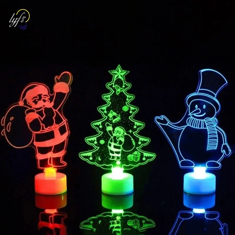 LED Christmas Colorful Night Light Ornaments Santa Claus Snowman Christmas Tree Decorations Wedding New Year Party Supplies Gift