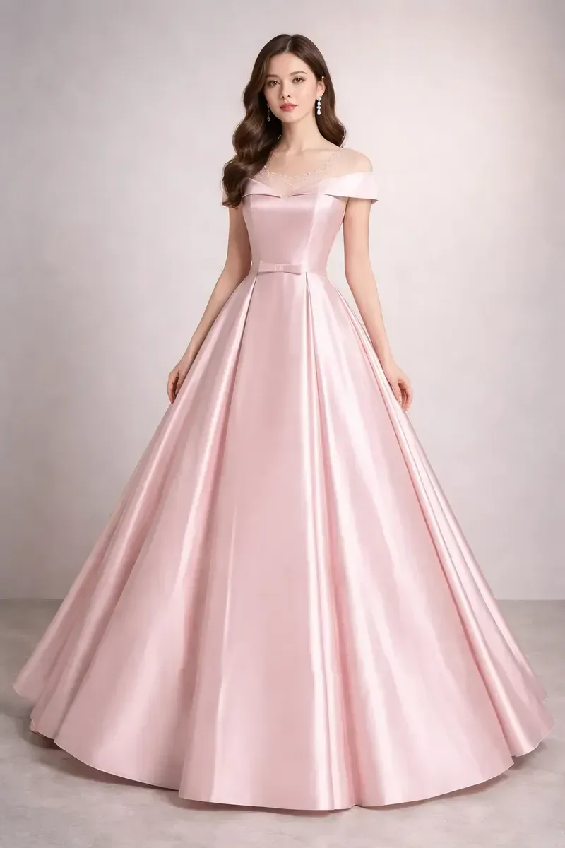 strapless open back dress Pink And White Quinceanera Dresses main image 0