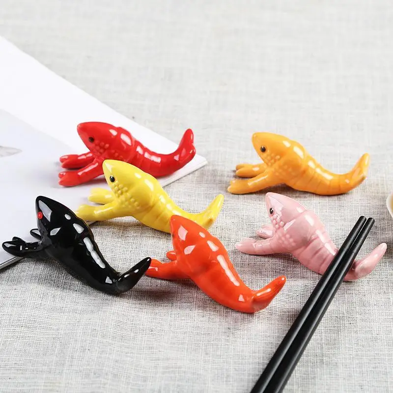 Durable Ceramic Crayfish Shaped Chopstick Rest Cute Vivid Smooth Glossy 1Pcs Tableware for Daily Kitchen Use
