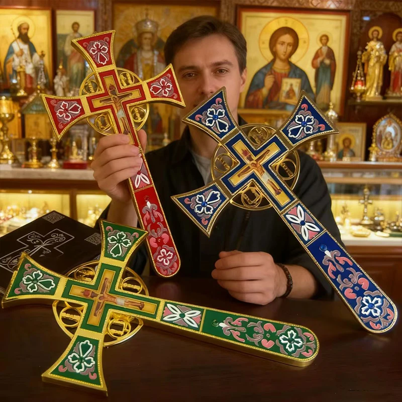 

New2026 Orthodox Jesus Cross Prayer Cross Gold Plated Alloy Cross Jesus Statue Religion Gift with Box крест croix chrétienn