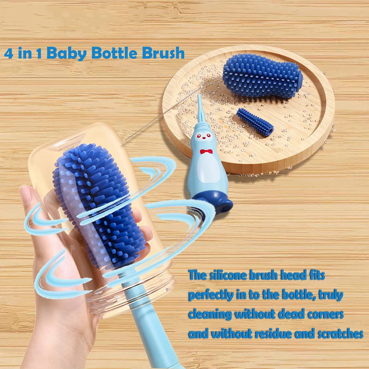 Bottle Cleaning Brush Portable Bottle Brush For Baby 4-in-1 Silicone Cleaning Brush Set