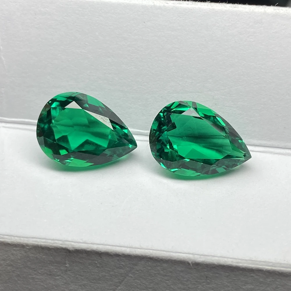 Lab Created Pear Cut Colombian Emerald 10x14mm 4.7ct Hydrothermal Columbia Green Inclusion