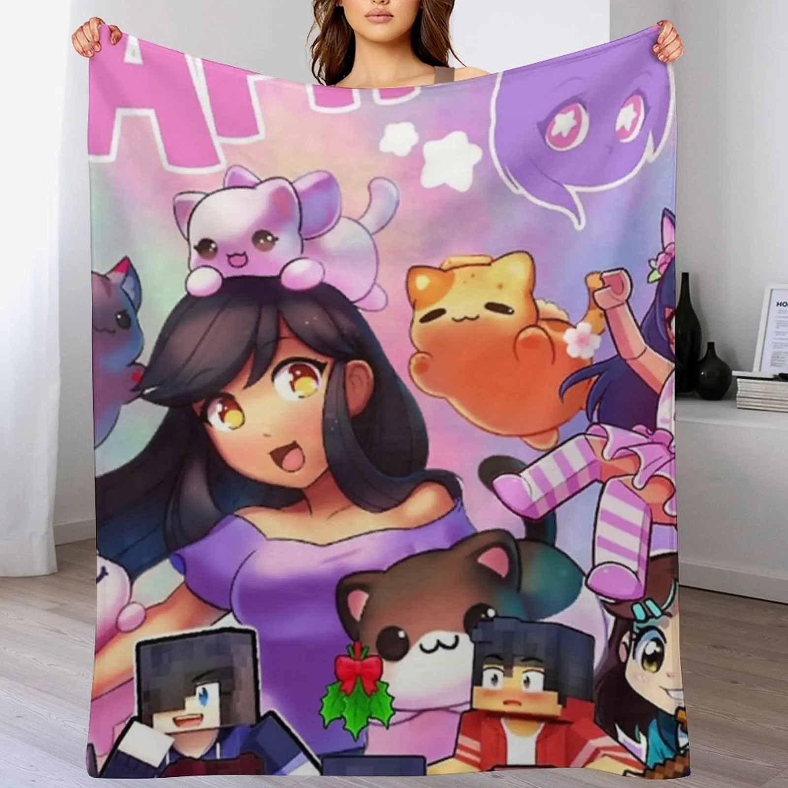 

Aphmau Art Poster classic poster Throw Blanket Shaggy Flannel Fabric Bed linens Nap Blankets