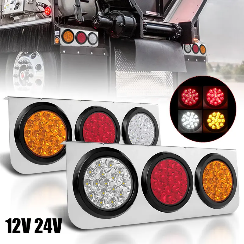 

12V 24V Led Truck Trailer Tail Lights Brake Stop Light With Iron Bracket Base Reverse Taillight Turn Signal Lamp Running Lamps