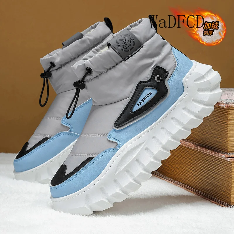 

High Top Chunky Sneakers Mens Designer Winter Plush Warm Snow Boots Fashion Casual Leather Height Increased Platform Sport Shoes