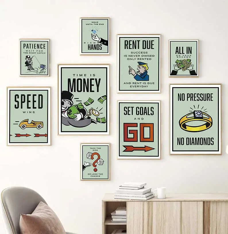 Market Money-Motivational Wall Art Canvas Painting, Nordic Posters & Prints, Photos for Decoration Room, Motivational, Stock