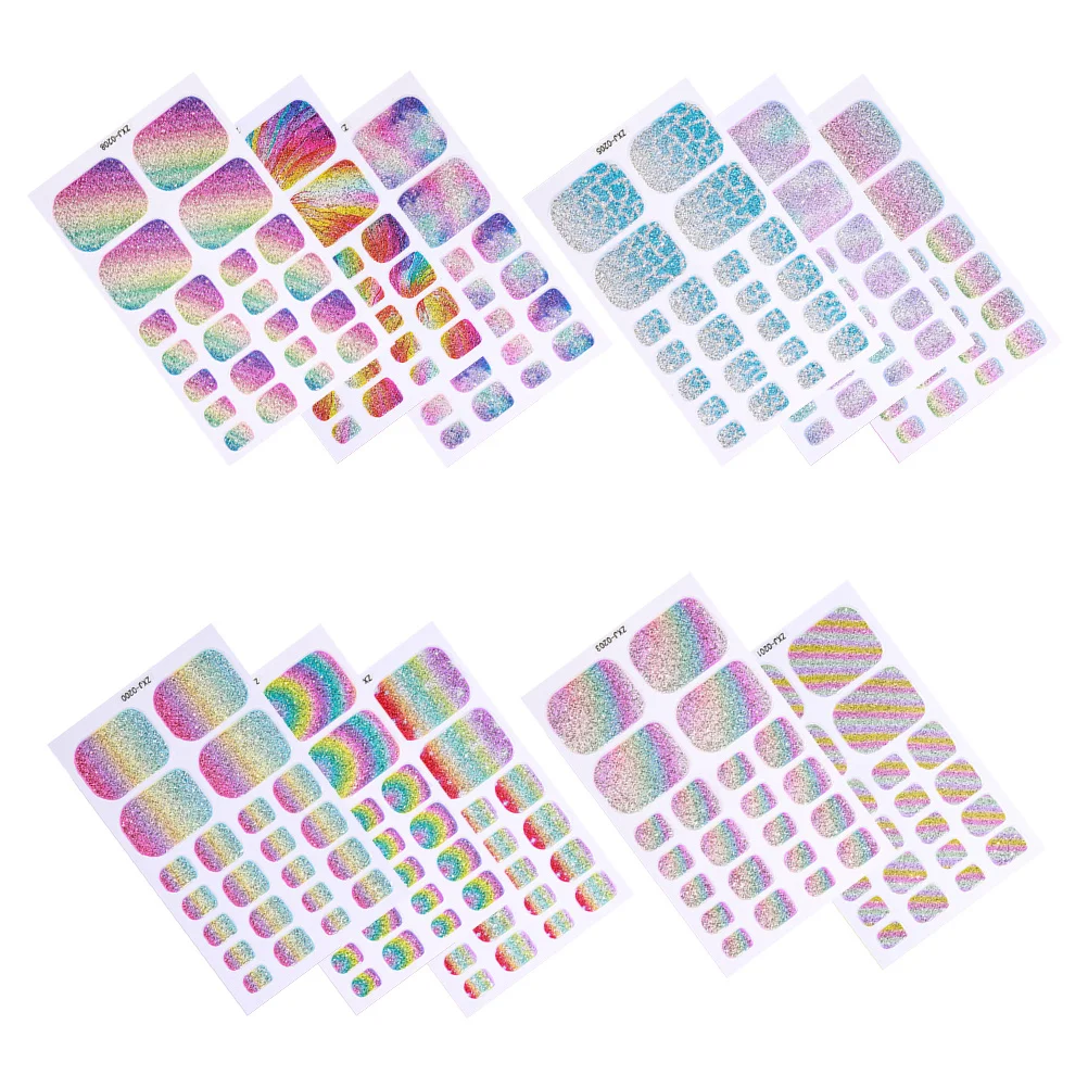 

11Pcs Dazzling Holographic Effect Toenail Stickers Waterproof Sparkle Elegance DIY Toe Nail Art Decals Summer Wear