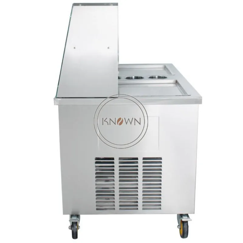 Large Capacity Fried Ice Cream Machine Commercial Stainless Steel  Small Material Double Cylinder