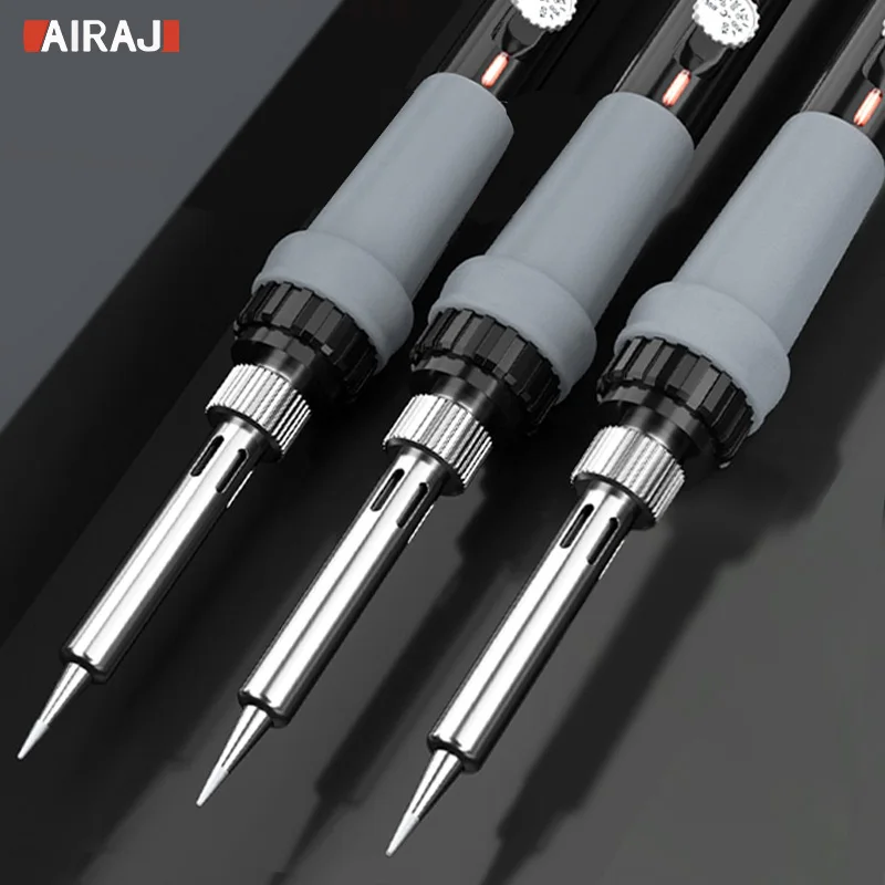 AIRAJ Electric Soldering Iron 60W Temperature Adjust Ceramic Chip Intelligent Welding Heat Repair Tools EU Plug