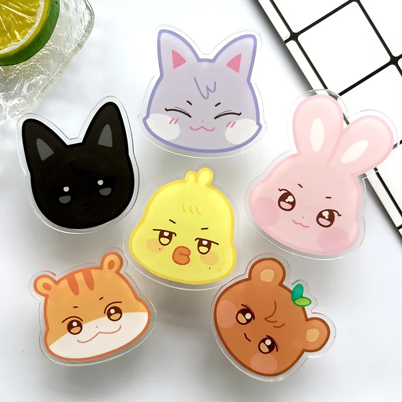 

Korean Cartoon Cute Bear Cat Rabbit Figures Acrylic Phone Stand Folding Bracket for Iphone17 Griptok Grip Tok Retractable Holder