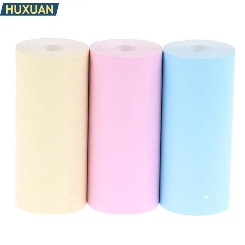 3 Rolls Color Self-adhesive Thermal Sticker Photo Paper Label for Instant Printer Pocket Thermal Printer 57x25mm DIY Study Notes