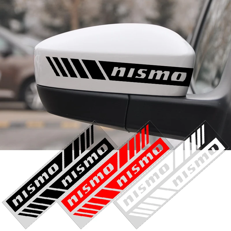 Car Styling 2Pcs Rearview Mirror Decal Stickers For Nismo Logo Emblem R34 GTR Nissan Tiida Sylphy Teana X Trail T32 accessories