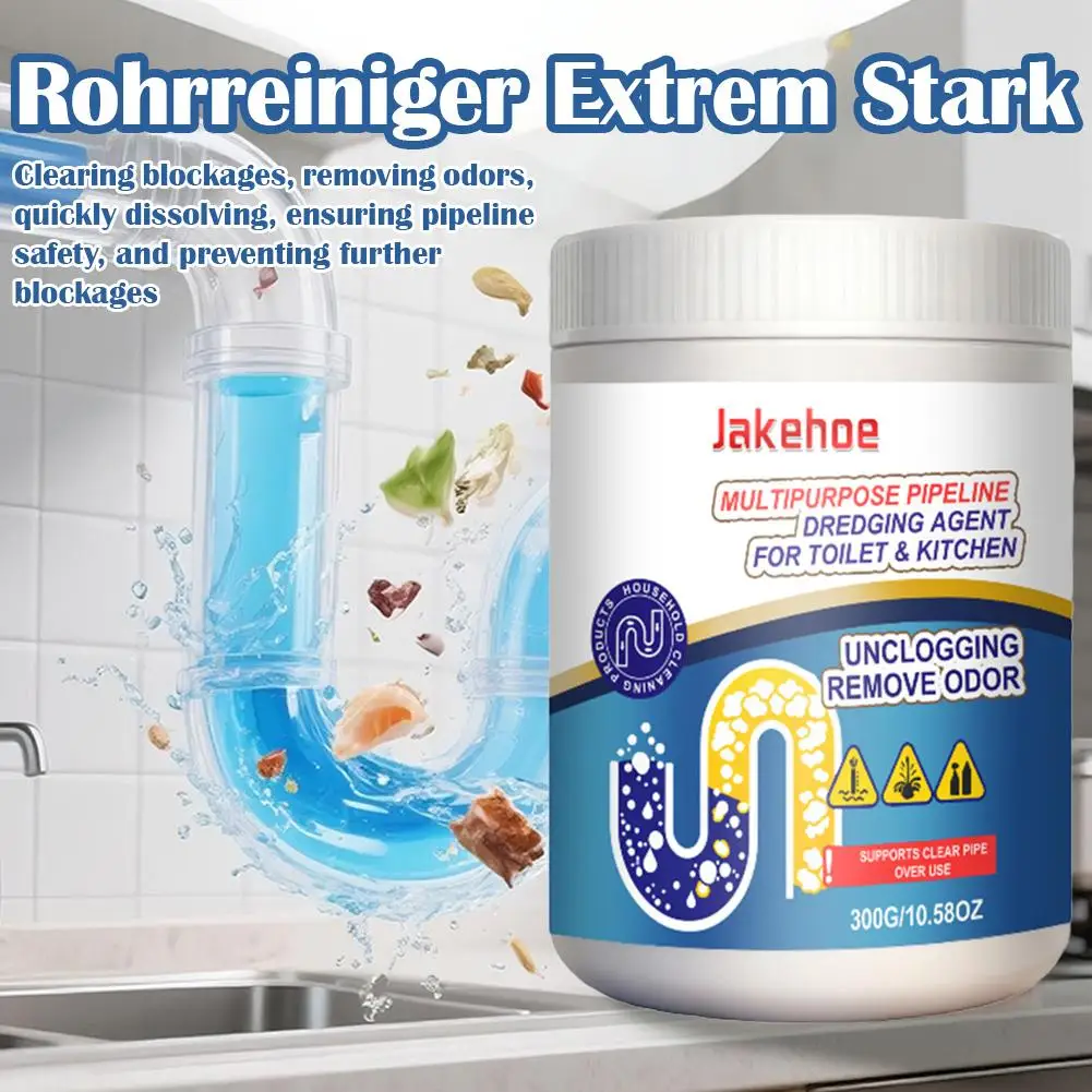 Polvo Limpiador Multifuncional para Inodoros con 300G de Oxígeno Activo, Ácido Cítrico Mejorado, Quitamanchas y Desodorante, Limpiador de Drenajes y Tuberías