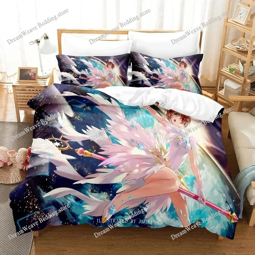 3D Printed Anime Cardcaptor Sakura Bedding Set Duvet Cover Bedroom Comforter Single Twin King _Size Quilt Cover Home Textiles